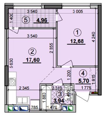 1-кімнатна 44.88 м² в ЖК Seven від 28 500 грн/м², Київ