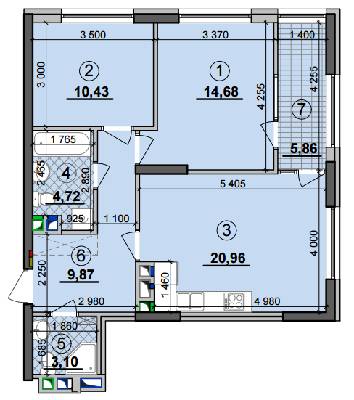 2-кімнатна 69.62 м² в ЖК Seven від 21 200 грн/м², Київ