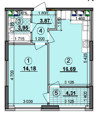 1-кімнатна 43 м² в ЖК Seven від 28 500 грн/м², Київ