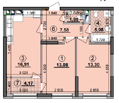 2-кімнатна 62 м² в ЖК Seven від 21 200 грн/м², Київ