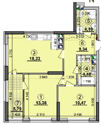 2-кімнатна 65.77 м² в ЖК Seven від 21 200 грн/м², Київ