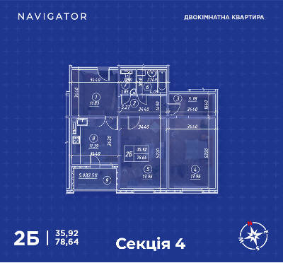 2-кімнатна 78.64 м² в ЖК Navigator від забудовника, Київ