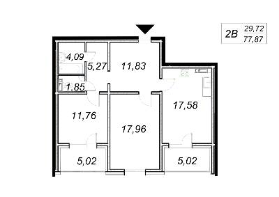 2-кімнатна 77.87 м² в ЖК Ярославичі-2 від 14 500 грн/м², м. Вишгород