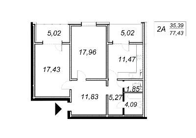 2-кімнатна 77.43 м² в ЖК Ярославичі-2 від 13 750 грн/м², м. Вишгород