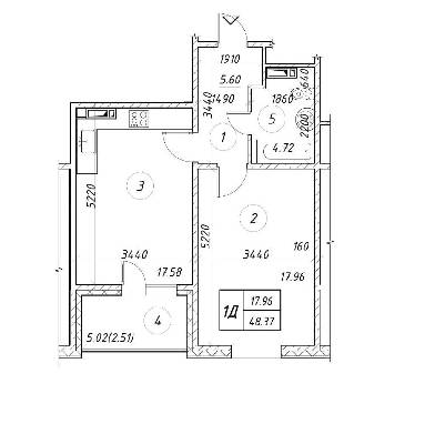 1-кімнатна 48.37 м² в ЖК Ярославичі-2 від 15 500 грн/м², м. Вишгород