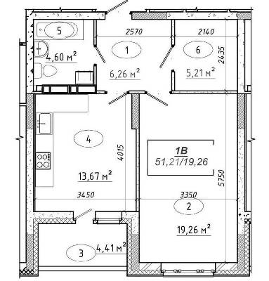 1-кімнатна 51.21 м² в ЖК Ярославичі-2 від 15 500 грн/м², м. Вишгород