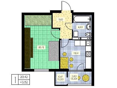 1-кімнатна 43.8 м² в ЖК Набережний від 16 000 грн/м², м. Вишгород
