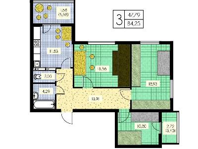 3-кімнатна 84.25 м² в ЖК Набережний від забудовника, м. Вишгород