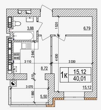 1-кімнатна 40.01 м² в ЖК AGAM від 20 000 грн/м², с. Крюківщина