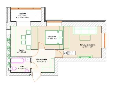 2-кімнатна 48.21 м² в ЖК Фортуна-2 від 15 400 грн/м², м. Ірпінь