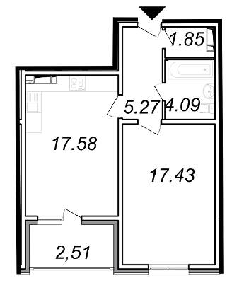1-кімнатна 48.59 м² в ЖК The Lakes від 25 000 грн/м², Київ