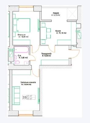 2-кімнатна 57.67 м² в ЖК Фортуна-2 від 24 450 грн/м², м. Ірпінь