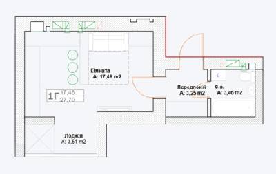 Студія 27.7 м² в ЖК Фортуна-2 від 20 500 грн/м², м. Ірпінь