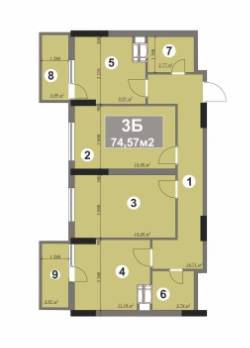 3-комнатная 74.57 м² в ЖК Шевченковский квартал от застройщика, Киев