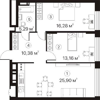 2-кімнатна 71.01 м² в ЖК Terracotta від 18 200 грн/м², Київ