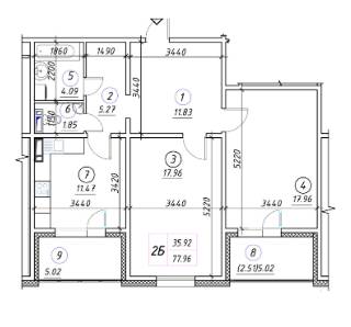 2-кімнатна 77.96 м² в ЖК Вудсторія від 19 000 грн/м², Київ