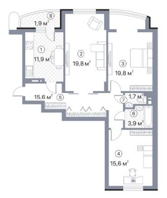 3-комнатная 90.2 м² в ЖК Киевский Шлях от 16 445 грн/м², г. Борисполь