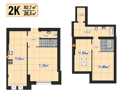 Дворівнева 82.7 м² в ЖК 7'я від 14 250 грн/м², с. Щасливе