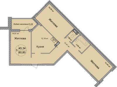 3-кімнатна 80.8 м² в ЖК Святобор від 33 500 грн/м², Київ