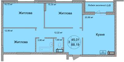 3-кімнатна 80.8 м² в ЖК Святобор від 35 815 грн/м², Київ