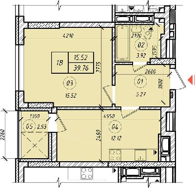 1-комнатная 39.76 м² в ЖК LookyanSky от застройщика, Киев