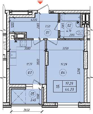 1-комнатная 44.23 м² в ЖК LookyanSky от застройщика, Киев