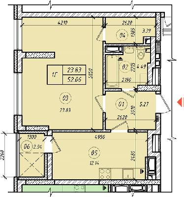 1-комнатная 52.06 м² в ЖК LookyanSky от застройщика, Киев