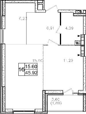 1-кімнатна 45.92 м² в ЖК Атлант на Київській від 21 500 грн/м², м. Бровари