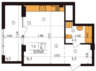 1-кімнатна 37.9 м² в ЖК Henesi House від 24 050 грн/м², Київ