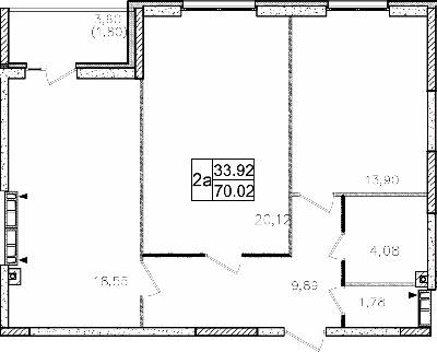 2-кімнатна 70.02 м² в ЖК Атлант на Київській від 21 100 грн/м², м. Бровари