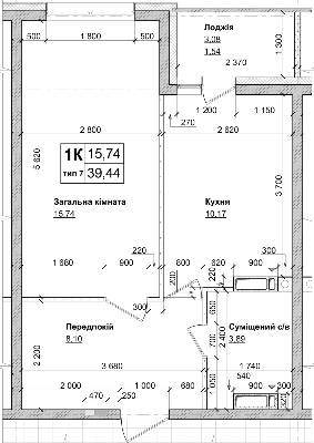 1-кімнатна 39.44 м² в ЖК Атлант на Київській від 20 600 грн/м², м. Бровари
