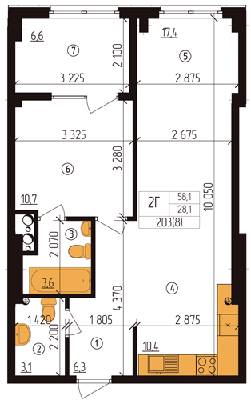 2-кімнатна 58.1 м² в ЖК Henesi House від 32 050 грн/м², Київ