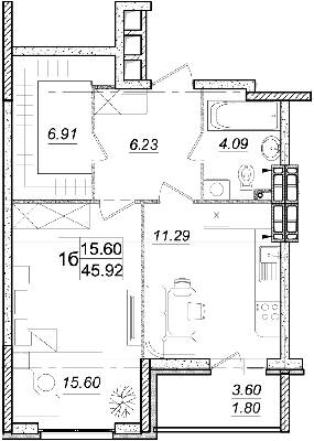 1-кімнатна 45.92 м² в ЖК Одеський бульвар від 17 418 грн/м², с. Новосілки