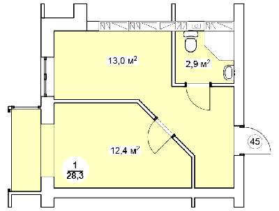 1-кімнатна 28.3 м² в ЖК Нова Данія від 12 100 грн/м², с. Софіївська Борщагівка