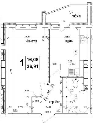 1-кімнатна 36.91 м² в ЖК АТЛАНТ (Коцюбинське) від 18 900 грн/м², смт Коцюбинське