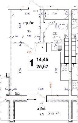 Студія 25.67 м² в ЖК АТЛАНТ (Коцюбинське) від 16 000 грн/м², смт Коцюбинське