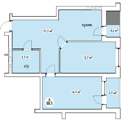 2-кімнатна 58.3 м² в ЖК Нова Данія від 13 500 грн/м², с. Софіївська Борщагівка