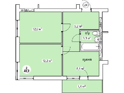 2-кімнатна 46.2 м² в ЖК Нова Данія від 13 500 грн/м², с. Софіївська Борщагівка