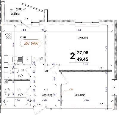 2-кімнатна 49.45 м² в ЖК АТЛАНТ (Коцюбинське) від 15 700 грн/м², смт Коцюбинське
