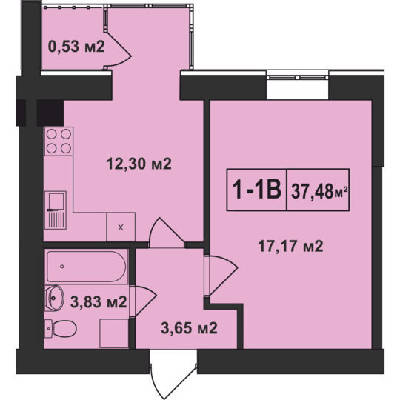 1-кімнатна 37.48 м² в ЖК Покровський від 24 300 грн/м², смт Гостомель