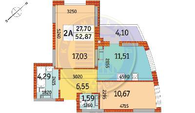 2-комнатная 52.87 м² в ЖК Радужный от 20 700 грн/м², Киев