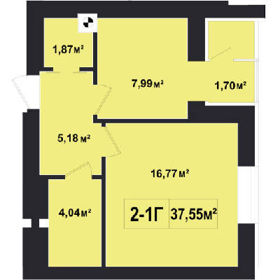 1-кімнатна 37.55 м² в ЖК Покровський від 20 950 грн/м², смт Гостомель