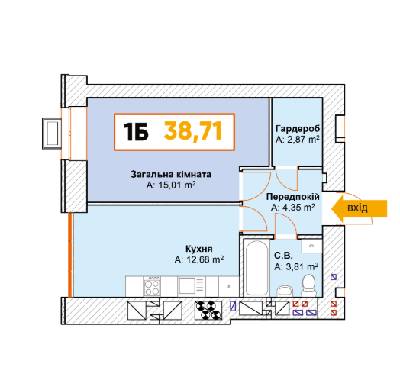 1-кімнатна 38.71 м² в ЖК Continent від 19 000 грн/м², м. Буча