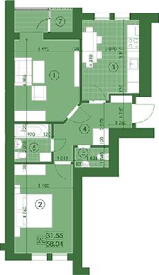 2-кімнатна 58.04 м² в ЖК Київський від 12 250 грн/м², м. Буча