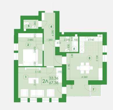 2-кімнатна 67.38 м² в ЖК Київський від 12 250 грн/м², м. Буча