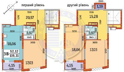 Двухуровневая 119.31 м² в ЖК Радужный от 25 358 грн/м², Киев