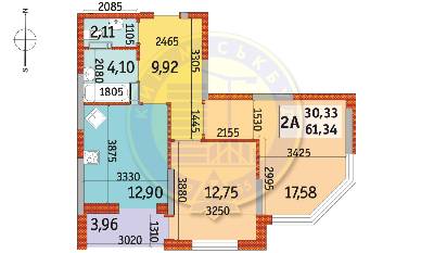2-комнатная 61.34 м² в ЖК Радужный от 20 700 грн/м², Киев