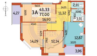 3-комнатная 77 м² в ЖК Радужный от 19 050 грн/м², Киев