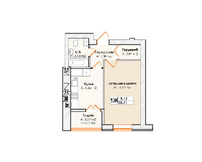 1-комнатная 36.21 м² в ЖК Life от 16 000 грн/м², пгт Гостомель