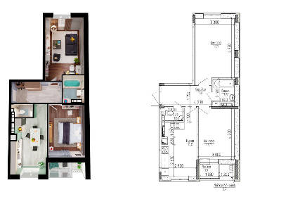 2-кімнатна 58.6 м² в ЖМ Нова Буча від 11 500 грн/м², м. Буча